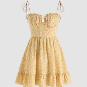 Cider Yellow Floral Mini Dress